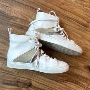 FRYE White High-Top Women's Sneaker with Beige Accent